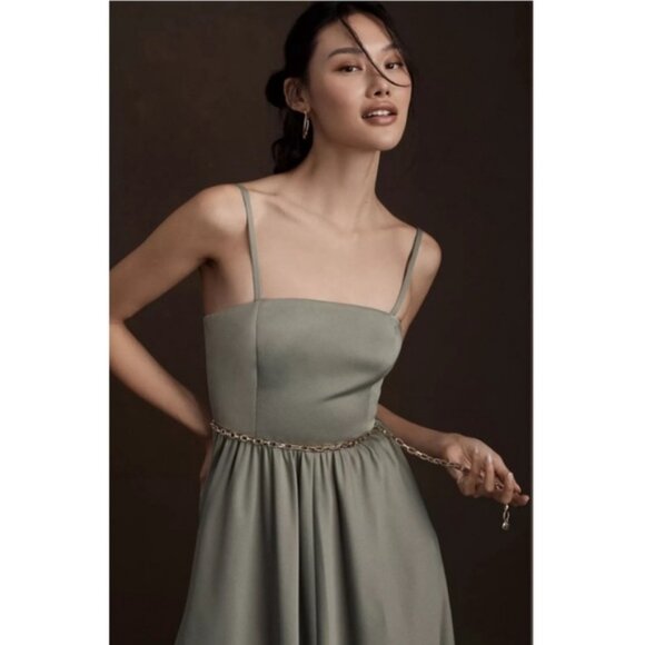 Anthropologie BHDLN Straight-Neck Satin A-Line Gown - Picture 2 of 5